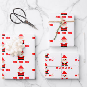 Santa Pixel Art 4 Geschenkpapier Set