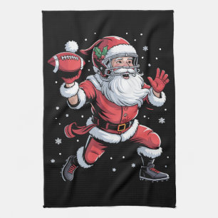 Santa Playing American Football Weihnachten Geschirrtuch