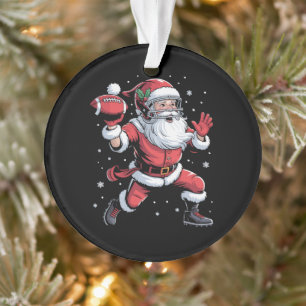 Santa Playing American Football Weihnachten Ornament