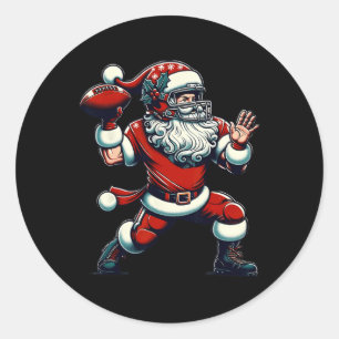 Santa Playing American Football Weihnachtsfrauen M Runder Aufkleber