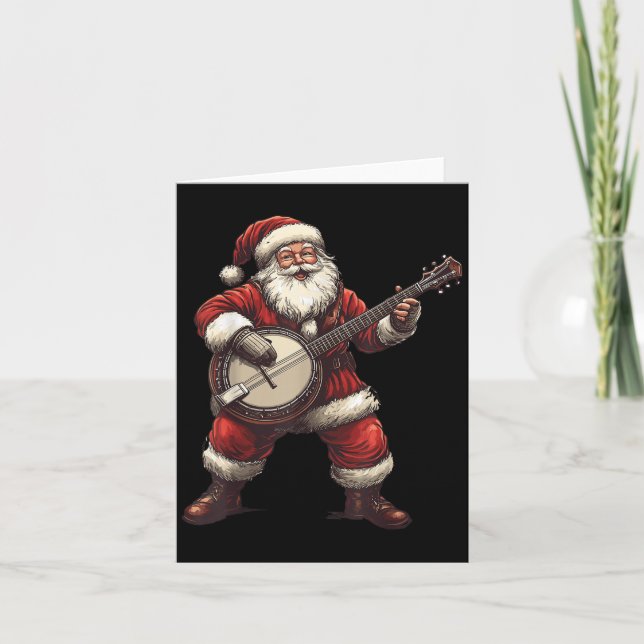Santa Playing Banjo Funny Banjo Player Bluegr Chri Karte (Vorderseite)