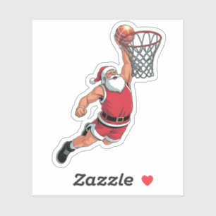 Santa Playing Basketball Weihnachten Sport Liebhab Aufkleber