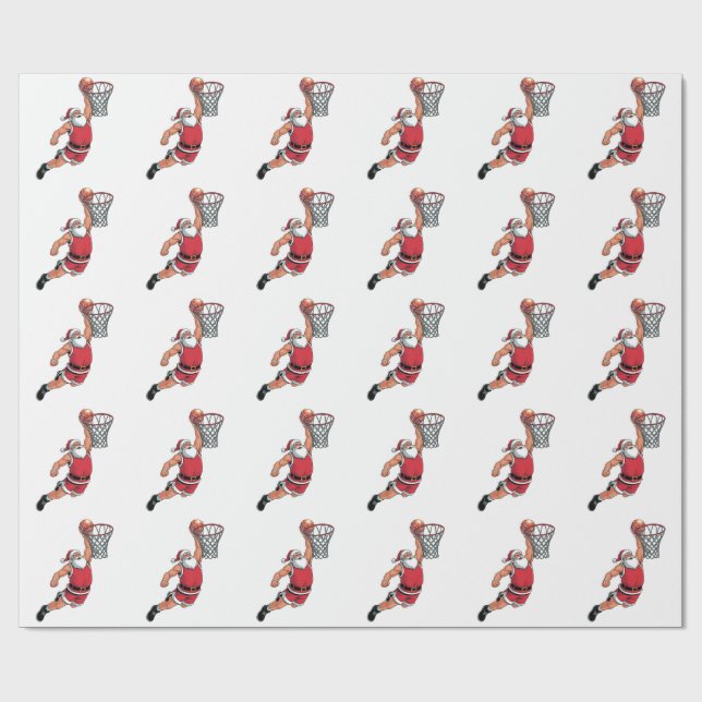 Santa Playing Basketball Weihnachten Sport Liebhab Geschenkpapier (Flach)