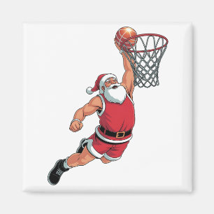 Santa Playing Basketball Weihnachten Sport Liebhab Magnet