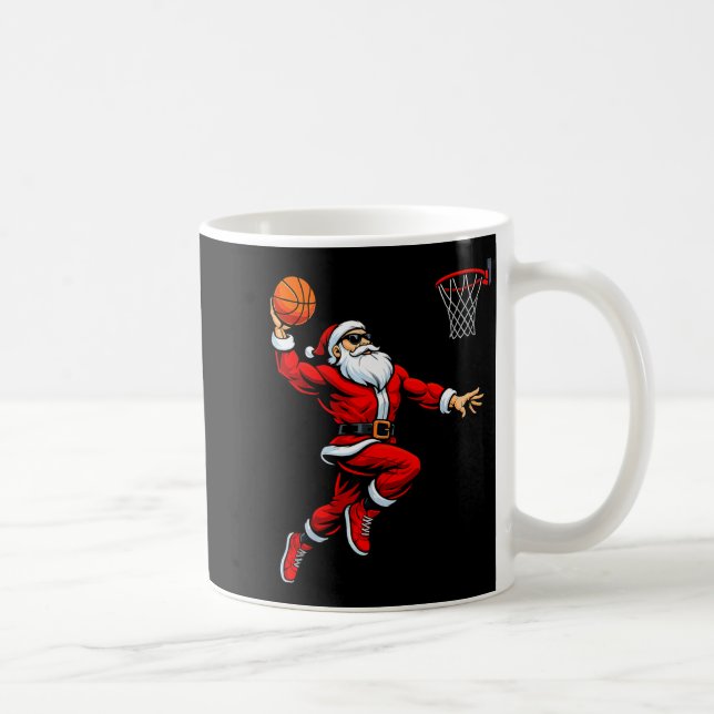 Santa Playing Basketball Xmas Funny Christmas Bask Kaffeetasse (Rechts)