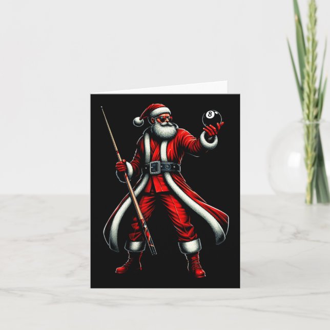 Santa Playing Billiards Männer Jungs Weihnachtsbil Karte (Vorderseite)