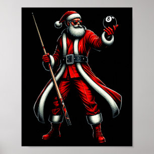 Santa Playing Billiards Männer Jungs Weihnachtsbil Poster