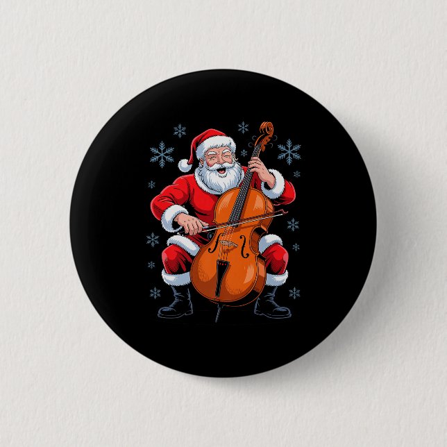Santa Playing Cello Funny Holiday Chrismas Xmas Pa Button (Vorderseite)