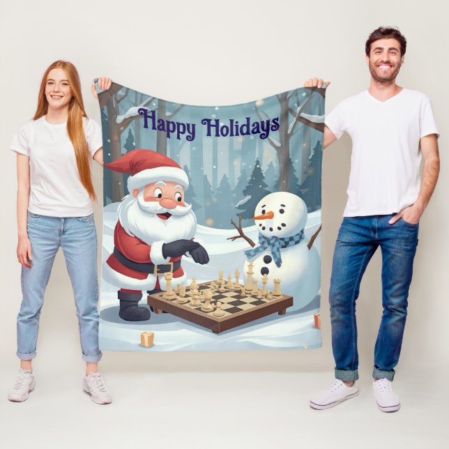 Santa playing chess with a snowman Fleece Blanket (Beispiel)