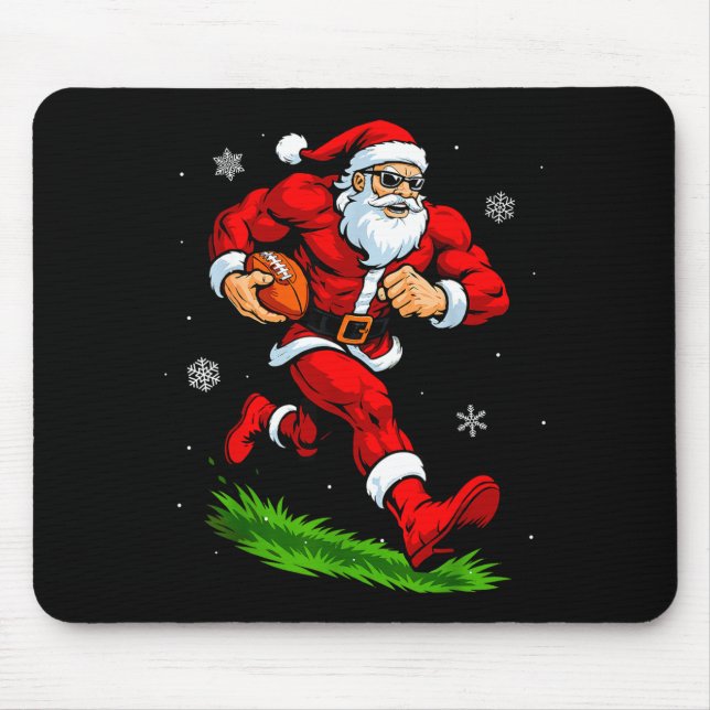 Santa Playing Football Xmas Funny Christmas Footba Mousepad (Vorne)