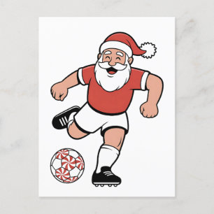 Santa Playing Fußball Weihnachtsspielerin Sport Einladungspostkarte