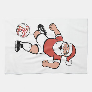 Santa Playing Fußball Weihnachtsspielerin Sport Geschirrtuch