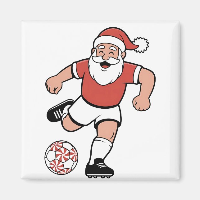 Santa Playing Fußball Weihnachtsspielerin Sport Magnet (Vorne)