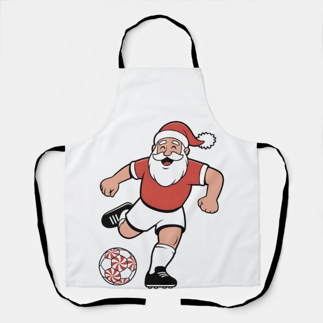 Santa Playing Fußball Weihnachtsspielerin Sport Schürze (Vorderseite)