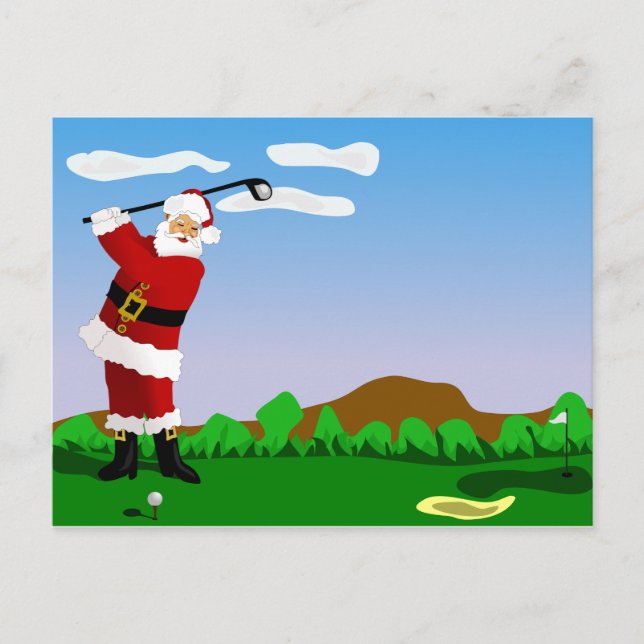Santa Playing Golf Feiertagspostkarte (Vorderseite)