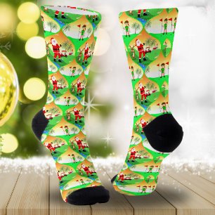 Santa Playing Golf in Florida Weihnachtsfeier Socken