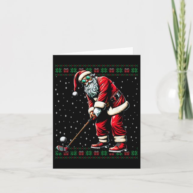Santa Playing Golf Ugge Weihnachtskraut Karte (Vorderseite)