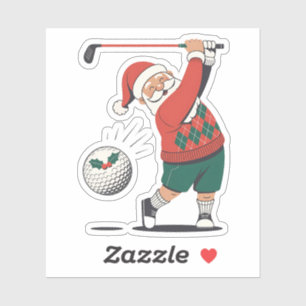 Santa Playing Golf Weihnachtsspieler Golfer Aufkleber