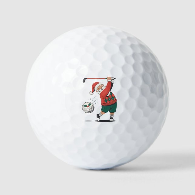 Santa Playing Golf Weihnachtsspieler Golfer Golfball (Vorderseite)