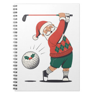 Santa Playing Golf Weihnachtsspieler Golfer Notizblock