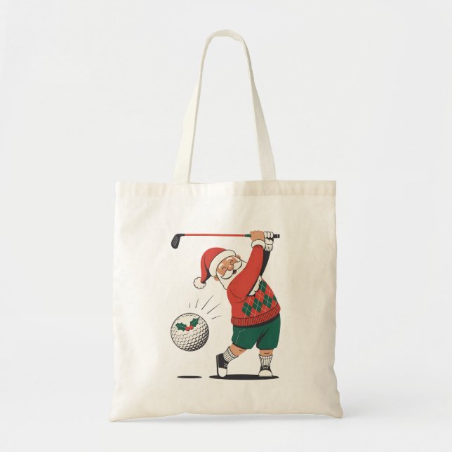 Santa Playing Golf Weihnachtsspieler Golfer Tragetasche (Vorne)