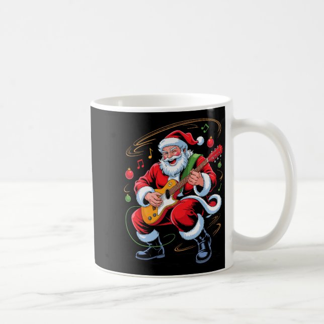 Santa Playing Guitar Funny Holiday Christmas Xmas  Kaffeetasse (Rechts)