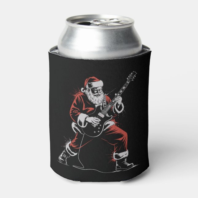 Santa Playing Guitar Retro 90s Christmas Rock  Dosenkühler (Kanne Vorderseite)