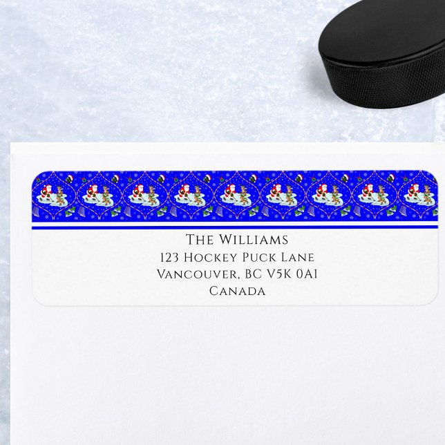 Santa Playing Ice Hockey Christmas Return Address (Von Creator hochgeladen)
