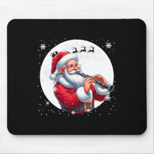 Santa Playing Klarinette Xmas Moon Costume Instrum Mousepad