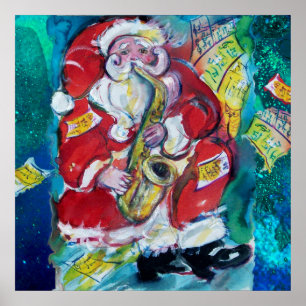 SANTA PLAYING SAX, MUSIKALISCHE CHRISTMAS NIGHT PA POSTER