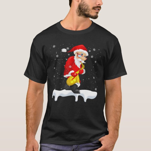 Santa Playing Saxophon Weihnachten Weihnachten Sax T-Shirt (Vorderseite)