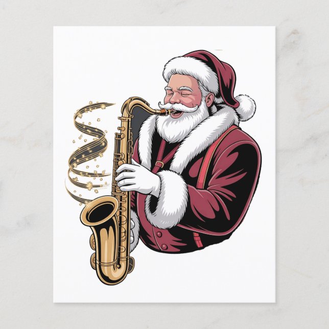 Santa Playing Saxophon Xmas Musiker Saxophonist Flyer (Vorne)