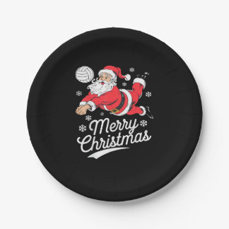 Santa Playing Volleyball Christmas Pajama Cool Spo Pappteller