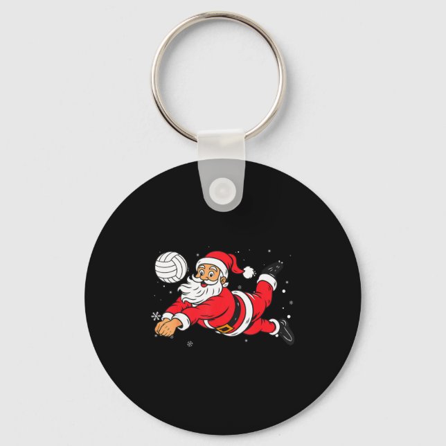 Santa Playing Volleyball Christmas Pajama Cool Srt Schlüsselanhänger (Vorderseite)