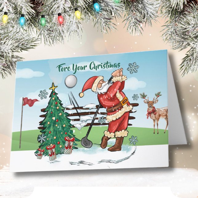 Santa Plays Golf - Frönen Sie Ihre Weihnachten Karte (Von Creator hochgeladen)