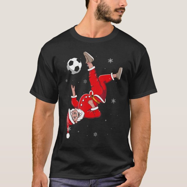 Santa Plays Soccer Ball Schere Kick Christmas Sp T-Shirt (Vorderseite)