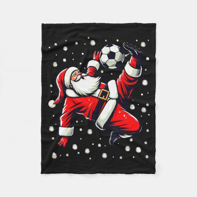 Santa Plays Soccer Bicycle Kick, Christmas Women M Fleecedecke (Vorderseite)