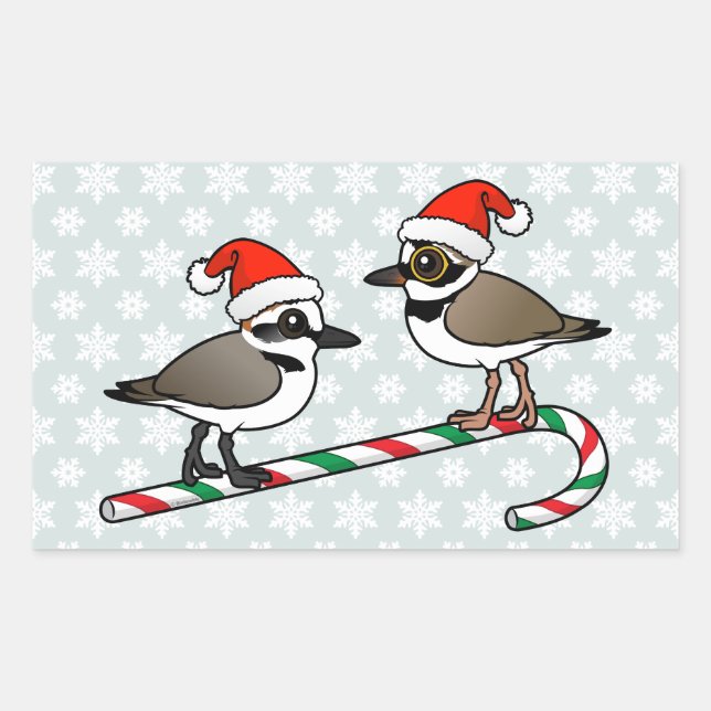 Santa Plovers Rechteckiger Aufkleber (Vorderseite)