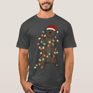 Santa Polar Bär Weihnachtsfarbe LED Licht Xmas Po T-Shirt