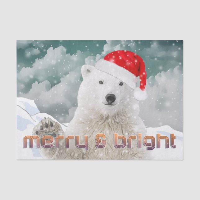 Santa Polar Bear | Beary Christmas Paper Seidenpapier (Vorderseite)