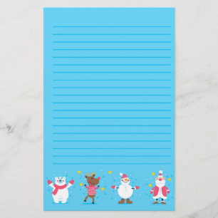 Santa Polar Bear Snowman Reindeer Stationery Briefpapier