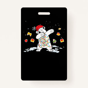 Santa Polar Bear Weihnachtsbeleuchtung Bear Lover Ausweis