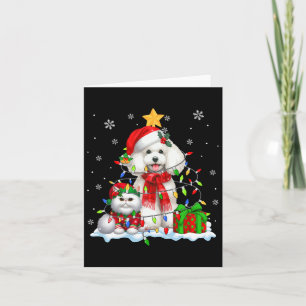Santa Poodle mit Elf Cat Weihnachtsleuchten Besitz Karte