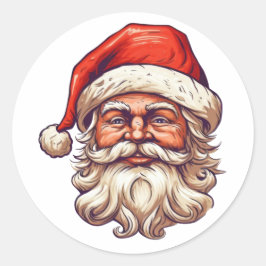 Santa Portrait zeichnend. Runder Aufkleber