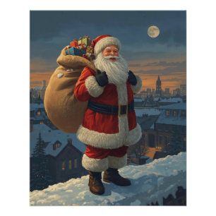 Santa-Poster auf dem Dach Poster