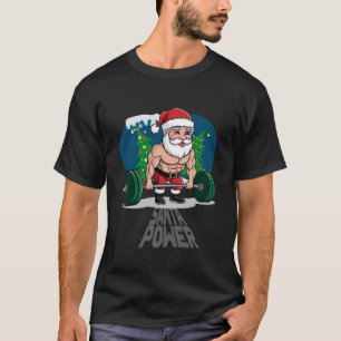 Santa Power Weightlift Fitness Gym T-Shirt