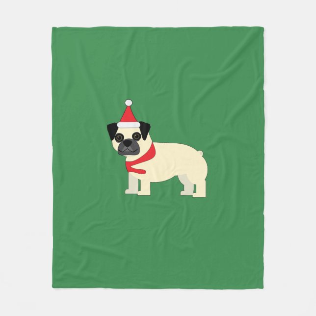 Santa Pug Fleecedecke (Vorderseite)