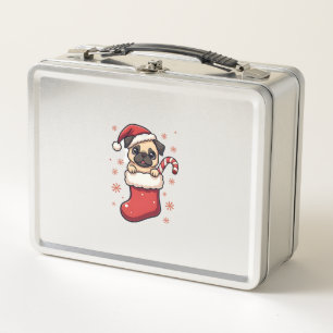 Santa Pug Freude Metall Brotdose