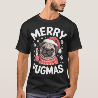 Santa-Pug-Hunde-Weihnachts-Pyjamas Merry Pugmas Ma T-Shirt
