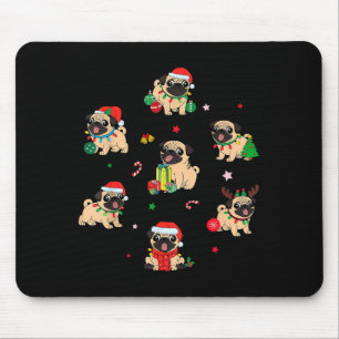 Santa Pug Licht Wunderschöner Rentier-Pyjama Weihn Mousepad
